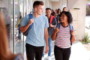 two students walking together
