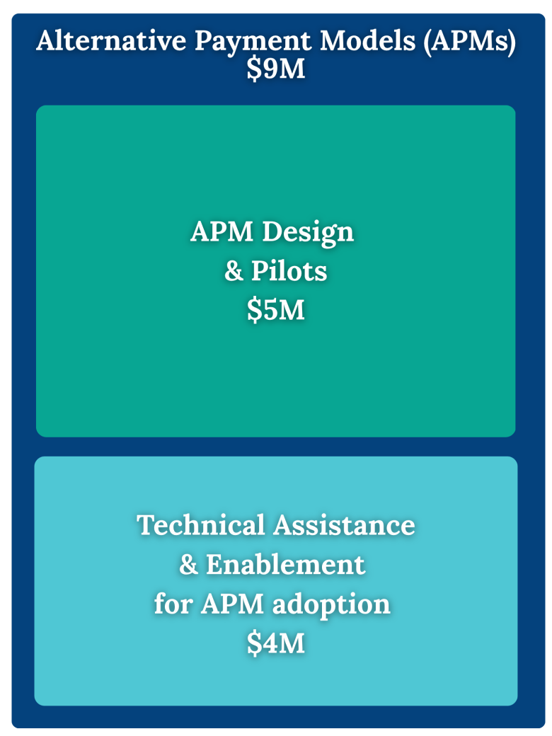 Alternative Payment Models (APMs) Year 1 RHTP Fund Distribution: $8,791,933.32; APMsdesign and pilots $5M; Technical assistance and enablement for APM adoption: $4M